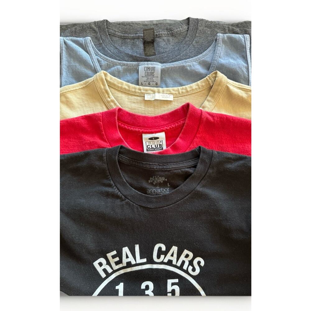 LOT of 5 - Men’s T-Shirt Ann Arbor Pro Club Zara Comfort Colors Graphic Tee - L